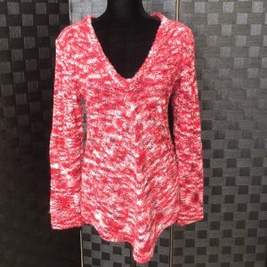 NEW⭐️ Red & White Ultra Flirt Size XL Knit V-Neck Sweater ❤️🤍